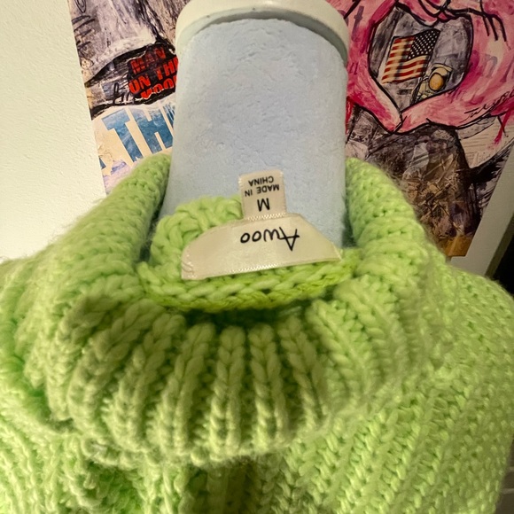 Lime Green Thick Medium Turtleneck Sweater from Forever21 made by Awoo - Picture 4 of 5